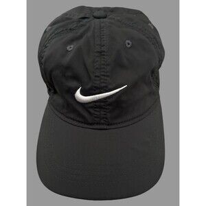 Nike Kids Youth Black Adjustable Baseball Cap Hat One Size Swoosh Logo